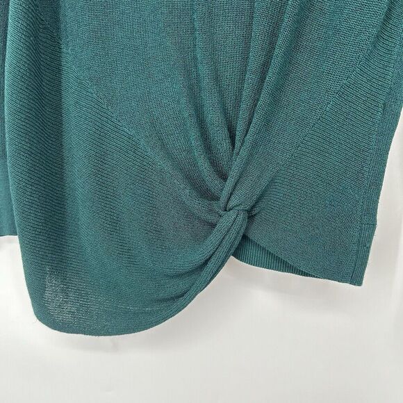 Chicos 1 Size M Side Twist Sweater Forest Green Ribbed Knit Long Sleeve - Picture 5 of 10